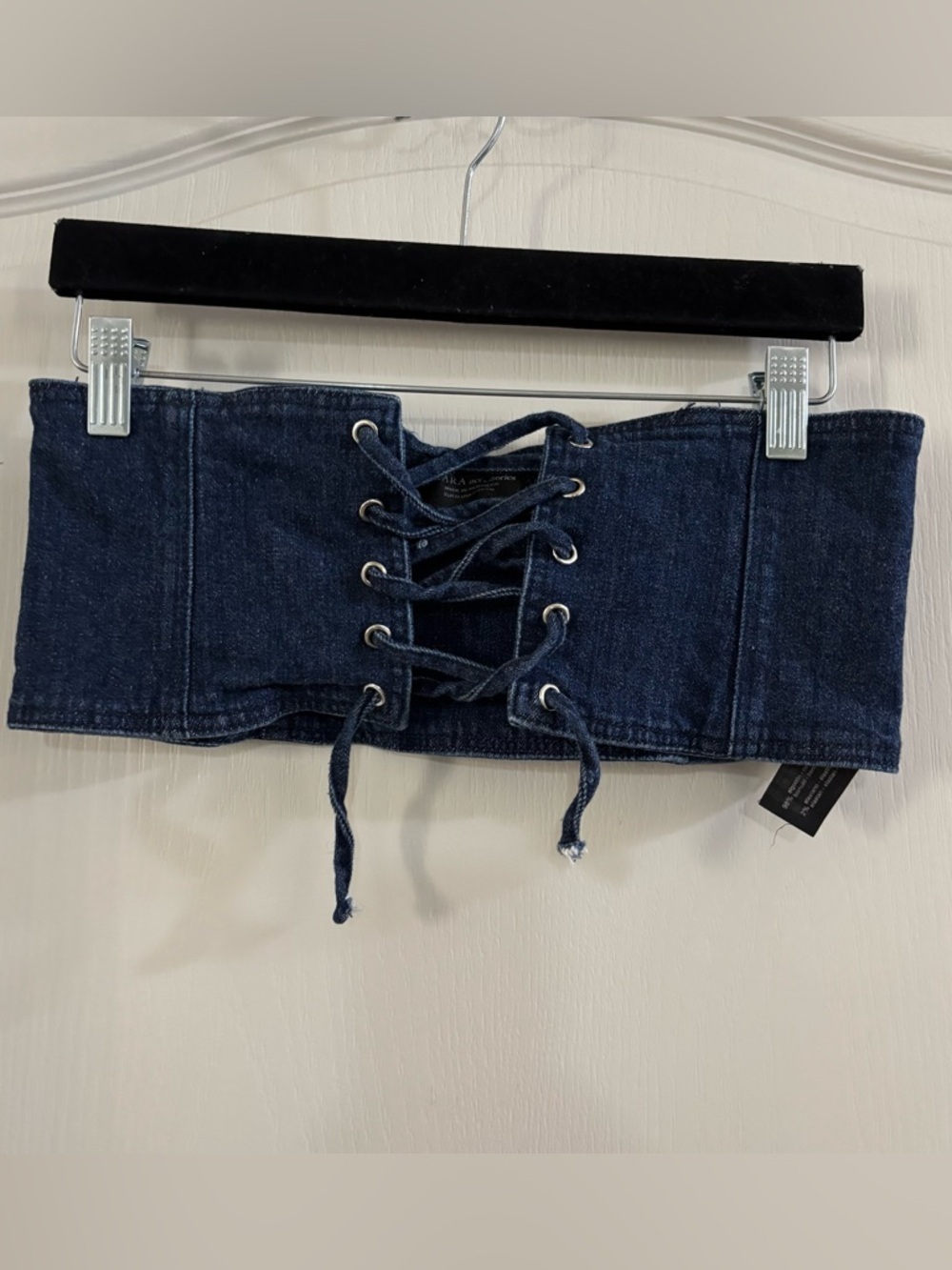 Zara Blue Denim Corset-Style Waist Belt